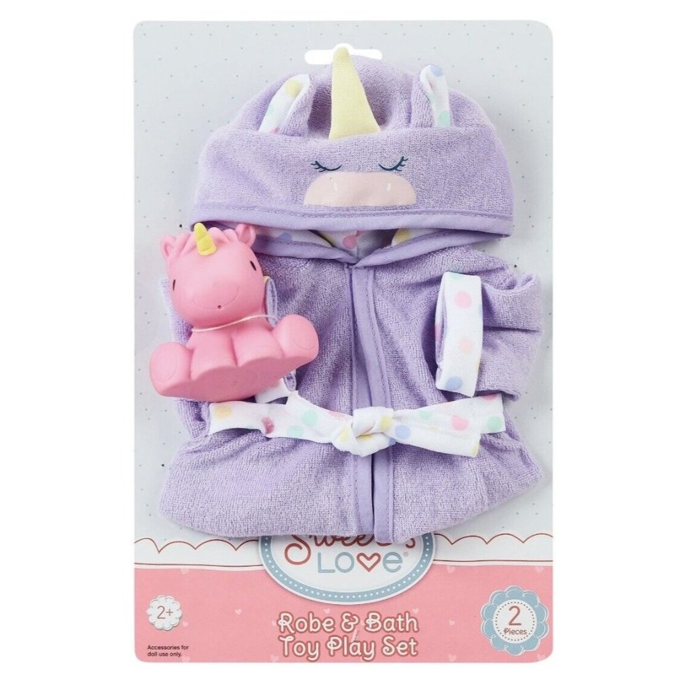My Sweet Love Unicorn Robe & Bath Toy Play Set - New